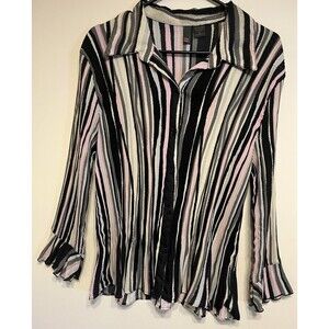 Serenade New York -Long sleeve button Down Accordion Pleated blouse - Women's XL
